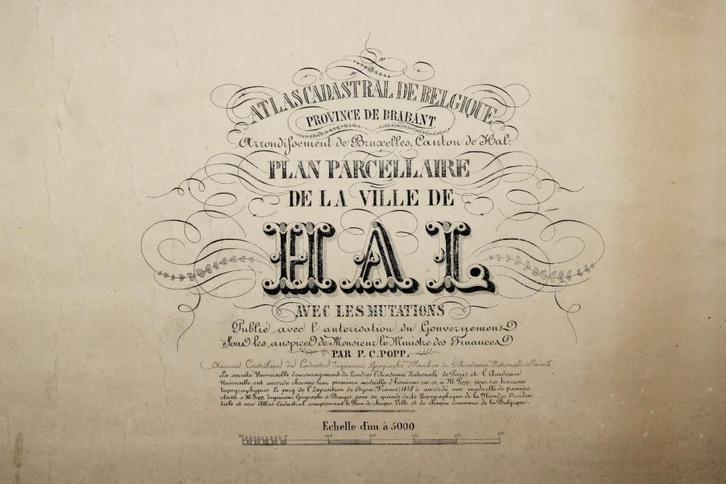 oude kaart (oosten van) Halle, oa Hallerbos, PC Popp, 19eeuw, Antiek en Kunst, Curiosa en Brocante, Ophalen