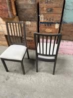 Set van 2 eetkamerstoelen – donker hout met lichte zitting, Twee, Zwart, Zo goed als nieuw, Hout