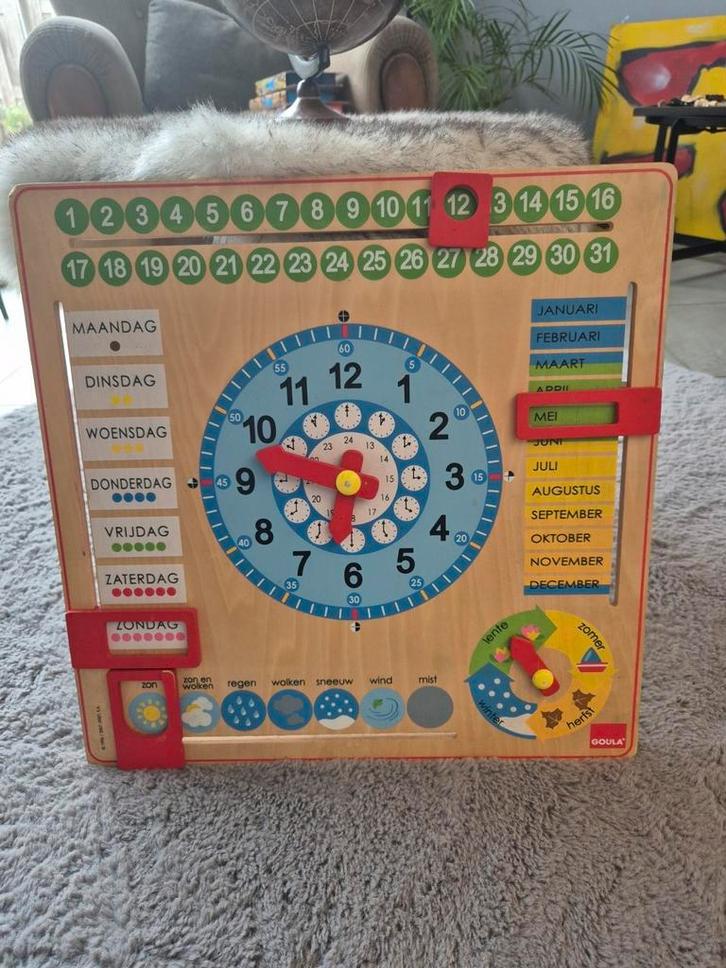 Goula houten kalenderklok, Kinderen en Baby's, Speelgoed | Babyspeelgoed, Gebruikt, Overige typen, Ophalen