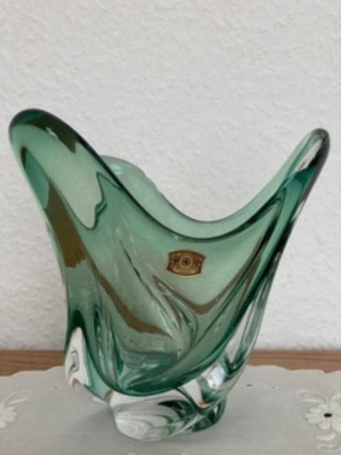 Kristallen vaas Val Saint-Lambert groen, Antiek en Kunst, Antiek | Glaswerk en Kristal, Ophalen