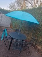 Tafel+ stoelen+parasol   / tuinmeubel, Tuin en Terras, Tuinmeubel-accessoires, Ophalen, Gebruikt