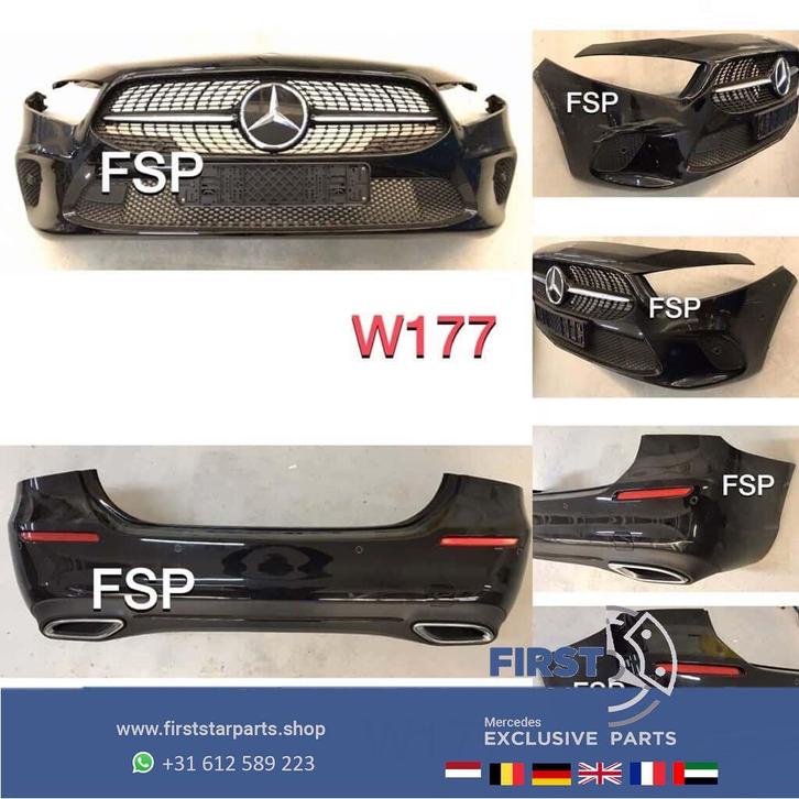 W177 SEDAN VOORBUMPER + ACHTERBUMPER + ZIJSKIRTS ORIGINEEL M, Auto-onderdelen, Carrosserie, Bumper, Mercedes-Benz, Achter, Gebruikt