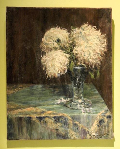 Schilderij "Bloemen in vaas" van Raymond Delhaye, Antiek en Kunst, Kunst | Schilderijen | Klassiek, Ophalen