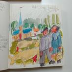 Maurits Verbist originele aquarel in boek, Antiek en Kunst, Kunst | Schilderijen | Modern, Ophalen