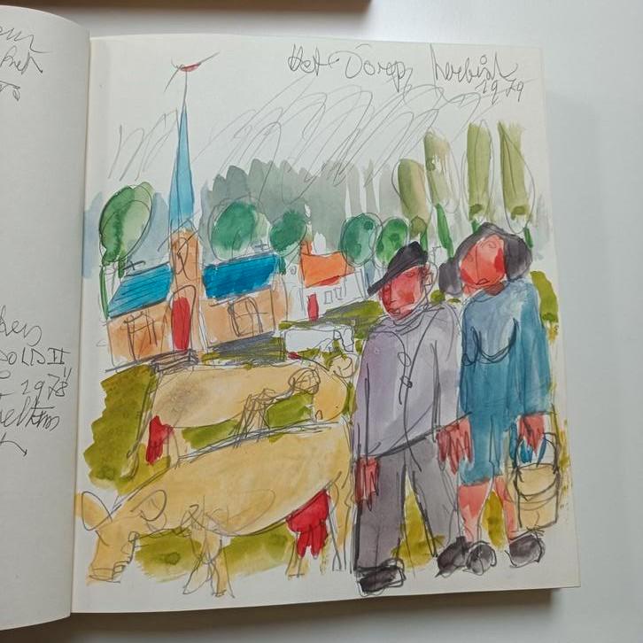 Maurits Verbist originele aquarel in boek, Antiek en Kunst, Kunst | Schilderijen | Modern, Ophalen