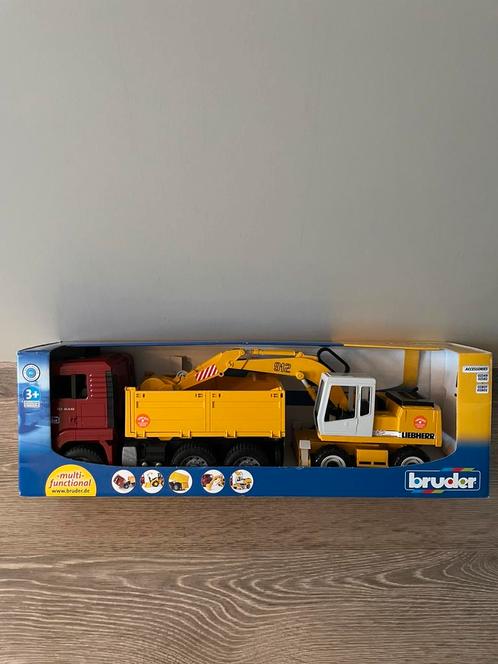 Bruder vrachtwagen + graafkraan, Kinderen en Baby's, Speelgoed |Speelgoedvoertuigen, Nieuw, Ophalen