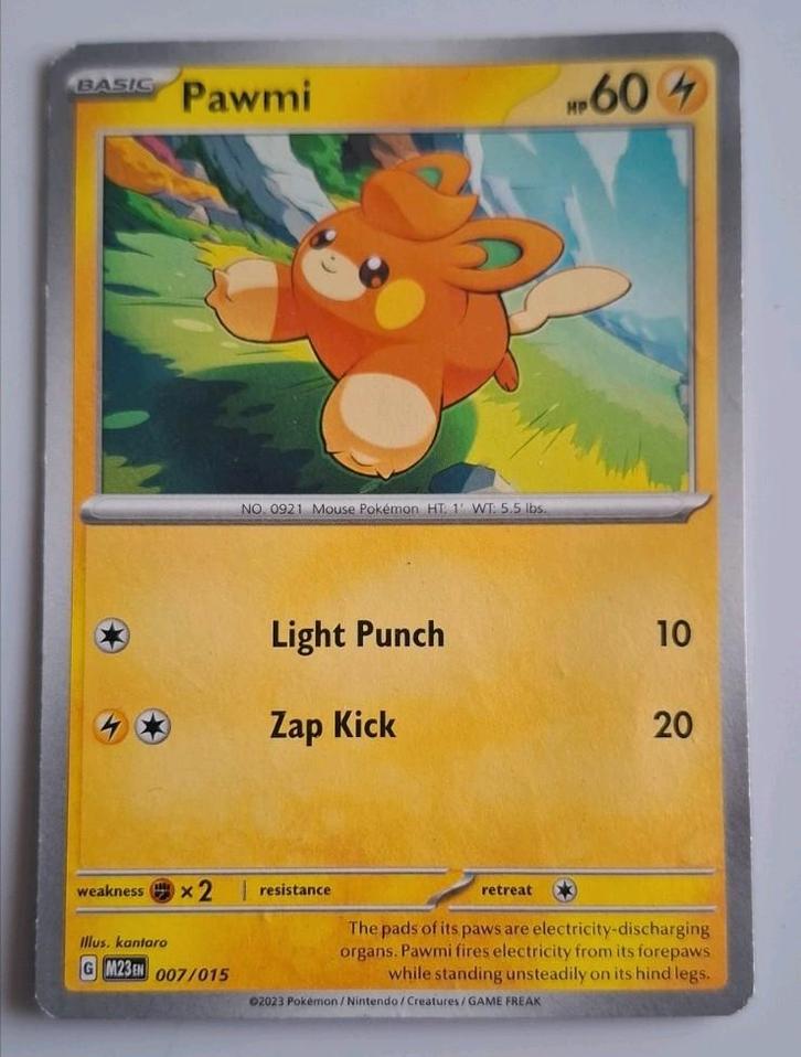 Pokémon Kaart Pawmi 007/015 Nintendo 2023, Verzamelen, Speelkaarten, Jokers en Kwartetten, Zo goed als nieuw, Verzenden