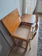Prachtig oud kleuterbankje en 2 stoeltjes, Ophalen, Gebruikt, Tafel(s) en Stoel(en)