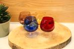 Vintage 4 gekleurde cognac glazen, Enlèvement ou Envoi, Utilisé, Verres et Verres à shot