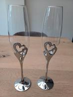 2 kristallen champagneglazen in nieuwstaat, Antiek en Kunst, Ophalen