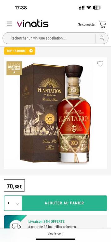 Rum plantation 20th anniversaire 70cl beschikbaar voor biedingen