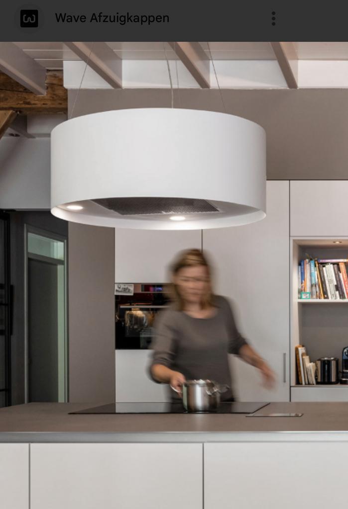 Wave Design afzuigkap rond keuleneiland wit, Elektronische apparatuur, Afzuigkappen, Gebruikt, Vrijstaand, Eilandschouwkap, Ophalen