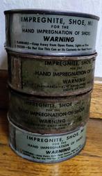Imprégnateur pour chaussures en étain américain WW2 M1 4pcs, Collections, Armée de terre, Enlèvement ou Envoi, Vêtements ou Chaussures