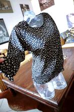 zwart lichte blouse overroepen vol crèmekleurige bollen, Vêtements | Femmes, Blouses & Tuniques, Comme neuf, Taille 36 (S), Noir