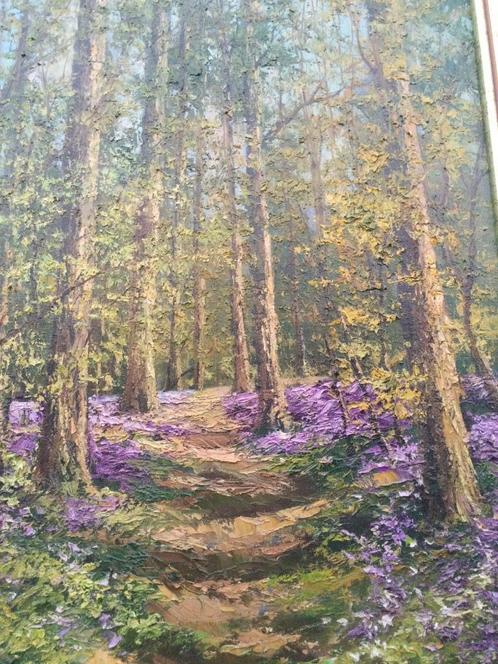 Hallerbos hyacinten in bloei Marcel Henneghien (1922-2013), Antiek en Kunst, Kunst | Schilderijen | Klassiek, Ophalen