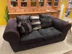 2,5 zit in donker nubuckleder met kussens van dons, Ophalen, Zo goed als nieuw, Rechte bank, Overige maten