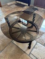 Salontafel met karrenwiel, Ophalen, Zo goed als nieuw, Rond, 50 tot 100 cm