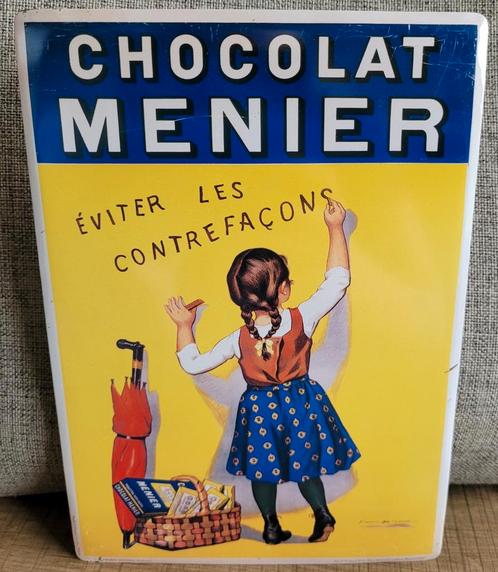 Reclameplaat: Chocolat Menier, Collections, Marques & Objets publicitaires, Utilisé, Panneau publicitaire, Enlèvement ou Envoi