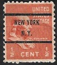 1 Postzegel - Voorafstempelingen [met plaatsnaam] (USA)1938, Ophalen of Verzenden, Gestempeld, Noord-Amerika