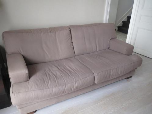 2 canapés tissus de couleur taupe (2 places + 3 places), Huis en Inrichting, Zetels | Zetels, Gebruikt, Rechte bank, 100 tot 125 cm