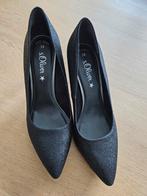 s.Oliver Black Glitter klassieke stiletto pumps maat 39, Ophalen, Pumps, Zwart, Nieuw