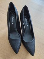 s.Oliver Black Glitter klassieke stiletto pumps maat 39, Noir, Escarpins, S.Oliver, Enlèvement ou Envoi