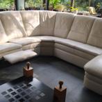 Wit leder  hoek salon, 1m hoog, 3mx2,1m., Huis en Inrichting, Ophalen, Gebruikt, Leer