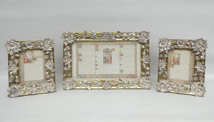 Prachtig set Canonborden met massief zilver beslag, Antiek en Kunst, Antiek | Religieuze voorwerpen, Ophalen