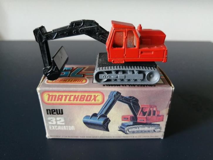 Lesney Matchbox Superfast #32 Excavator in doosje, Hobby en Vrije tijd, Modelauto's | Overige schalen, Zo goed als nieuw, Ophalen of Verzenden