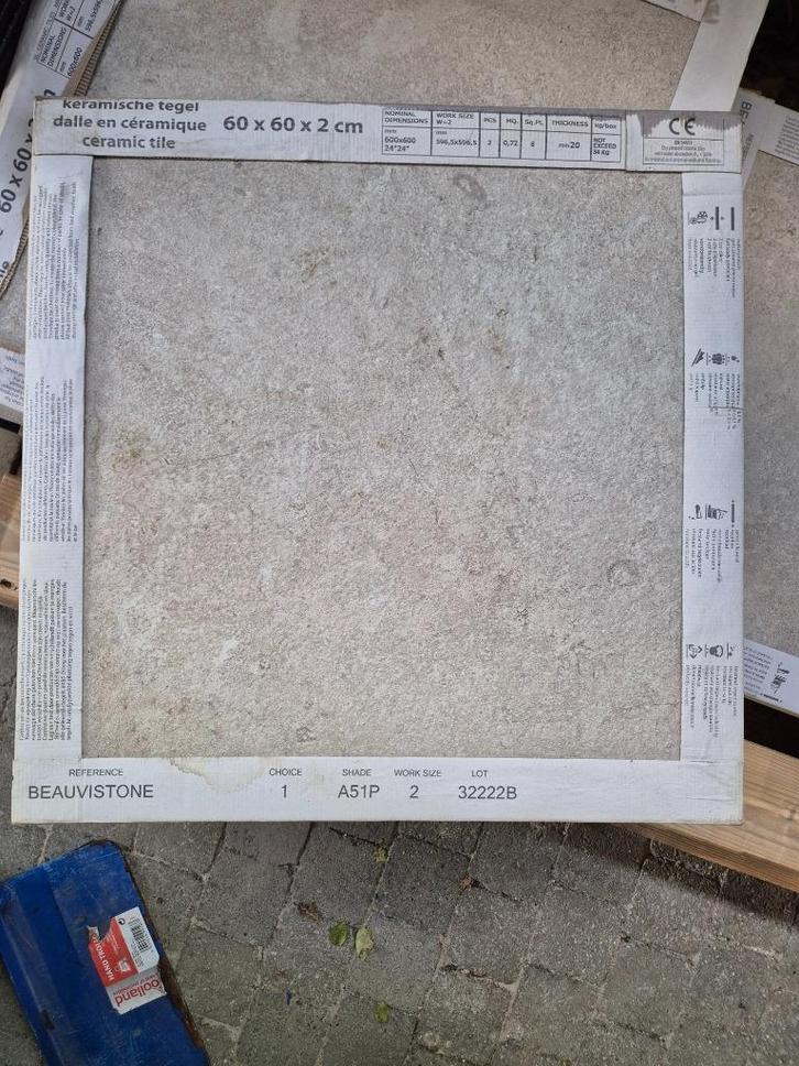 Keramisch terras tegel 60x60x2 cm dik, Doe-het-zelf en Bouw, Tegels, Nieuw, Vloertegels, Keramiek, 40 tot 60 cm, 40 tot 60 cm