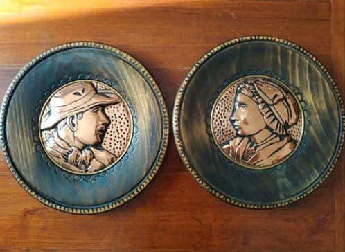 Set van 2 houten borden, Antiek en Kunst, Antiek | Wandborden en Tegels, Ophalen of Verzenden
