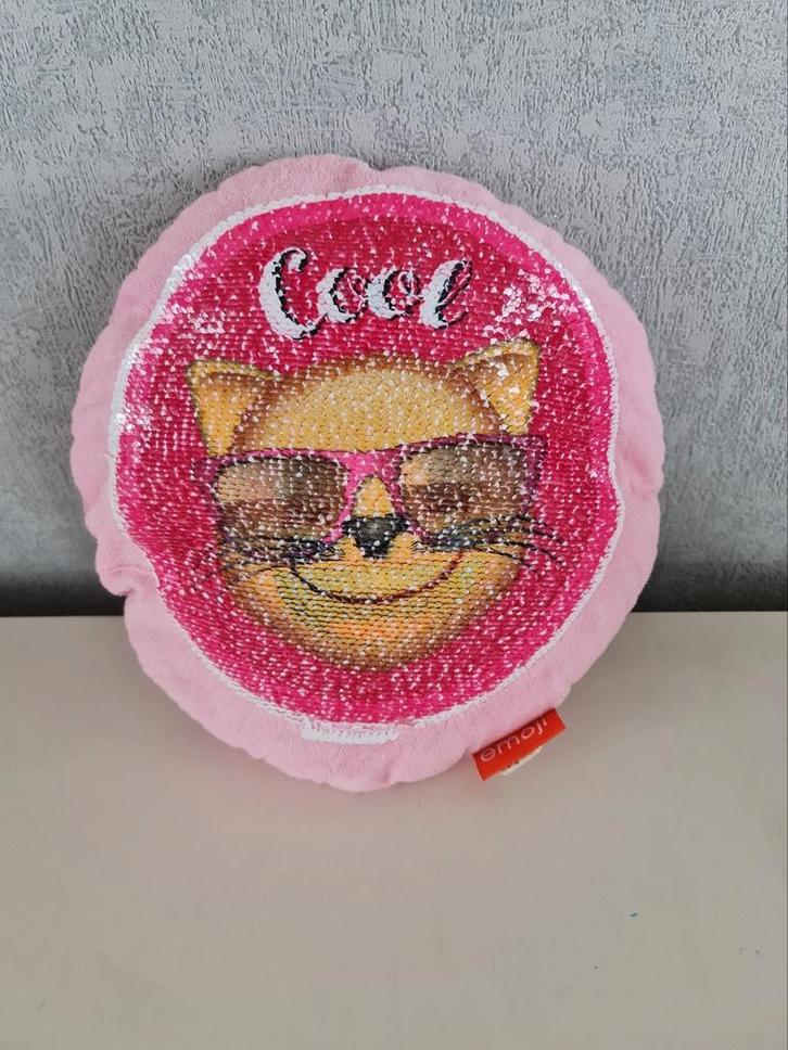 Kussen emoji : poes met pailletten, Kinderen en Baby's, Kinderspulletjes, Zo goed als nieuw, Ophalen of Verzenden