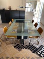 Glazen eettafel modern, vintage. Perfecte staat., Huis en Inrichting, Tafels | Eettafels, Ophalen, Gebruikt, 150 tot 200 cm, 200 cm of meer