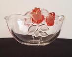 Bol en verre à motif de rose, style Waltherglas. vintage, Enlèvement ou Envoi