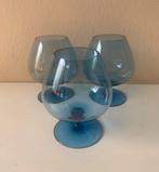 3 Prachtige blauwe zeldzame 70s Space Age cognac glaasjes, Verzamelen, Ophalen of Verzenden, Zo goed als nieuw