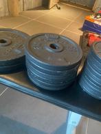Domyos: 2 halterstangen, 4 halters, gewichten (6*2kg + 10*1k, Sport en Fitness, Ophalen of Verzenden, Gebruikt, Benen, Halterschijven