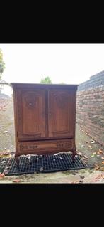 Antieke massief houten kast met 2 deuren en een lade, Ophalen