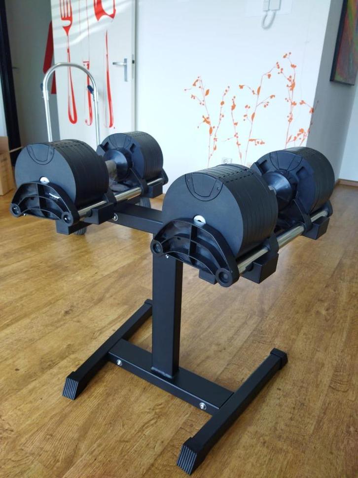 Verstelbare Dumbells: 32kg+Opbergrek+Halterbank! Beste Prijs, Sport en Fitness, Fitnessmaterialen, Nieuw, Dumbbell, Armen, Benen