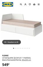 IKEA FLEKKE uitschuifbed 80x200 (160x200) met lattenbodems, Comme neuf, Enlèvement, 200 cm, Blanc