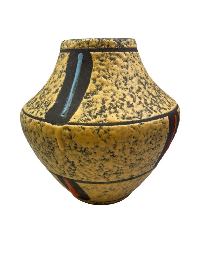 Vase West Germany Art Déco jaune brun 543/20 – 20,5 cm, Enlèvement ou Envoi