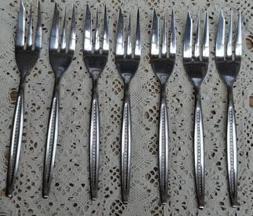 7 Vintage gebaksvorkjes, Esmeyer 18/10, Huis en Inrichting, Keuken | Bestek, Gebruikt, Ophalen of Verzenden, Los bestek, Inox of Chroom