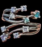 BAGUE EN ARGENT AVEC 9 PIERRES PRÉCIEUSES, Enlèvement ou Envoi, Argent, Argent