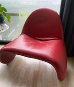 Prachtige rode lederen Leolux design lounge zetel Sella, 75 tot 100 cm, Metaal, 75 tot 100 cm, Zo goed als nieuw