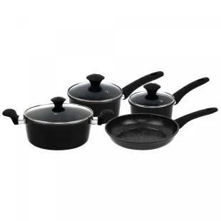 Herzberg HG-04654BLK: 7-delige marmeren gietijzeren kookset  beschikbaar voor biedingen