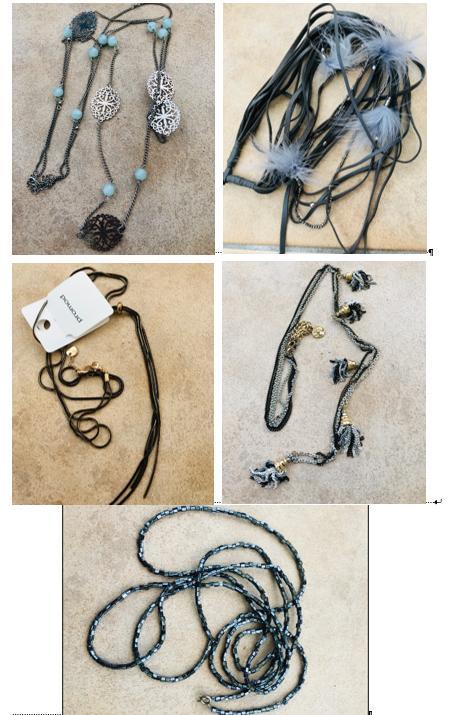 Collier sautoir lot de 5, Handtassen en Accessoires, Kettingen, Nieuw, Zilver, Blauw, Verstelbaar, Ophalen of Verzenden