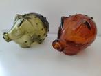 2 vintage Holmegaard Denemarken spaarvarken glas 1960 kunst, Antiek en Kunst, Antiek | Glaswerk en Kristal, Ophalen of Verzenden