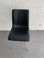 Lederen stoelen met aluminium poten., Huis en Inrichting, Stoelen, Ophalen, Gebruikt, Zwart, Leer