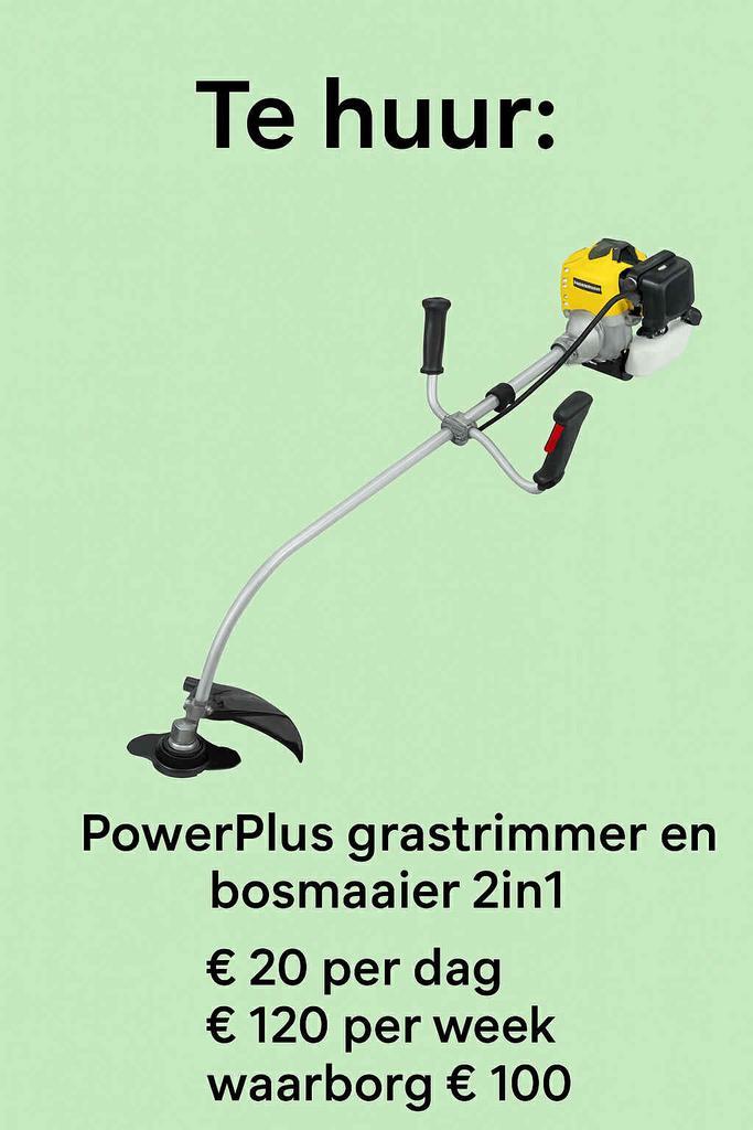 Te huur: Powerplus benzine Bosmaaier & Grastrimmer, Tuin en Terras, Bosmaaiers, Zo goed als nieuw, Benzine, Ophalen