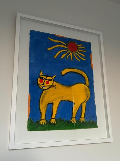 Le Chat au Soleil Guillaume Corneille (kunstwerk), Antiek en Kunst, Kunst | Schilderijen | Modern, Ophalen of Verzenden