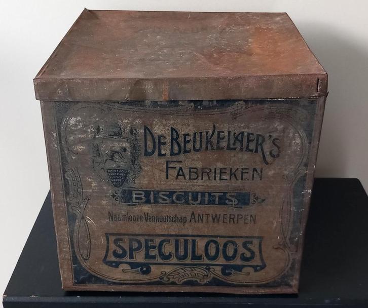 Oude doos De Beukelaer's Speculoos gelithografeerd plaatwerk, Verzamelen, Blikken, Gebruikt, Ophalen of Verzenden